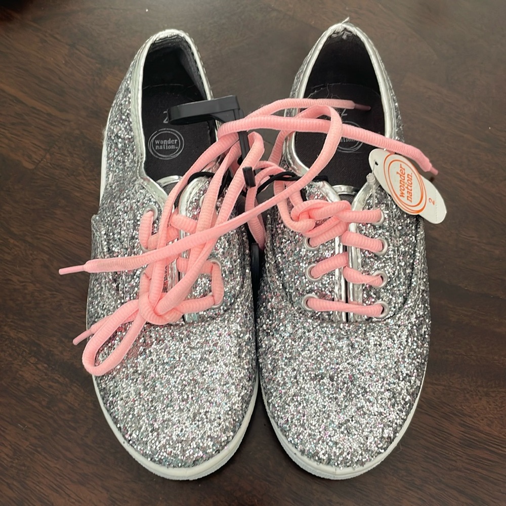 Sparkly Girl Shoes with Pink Laces